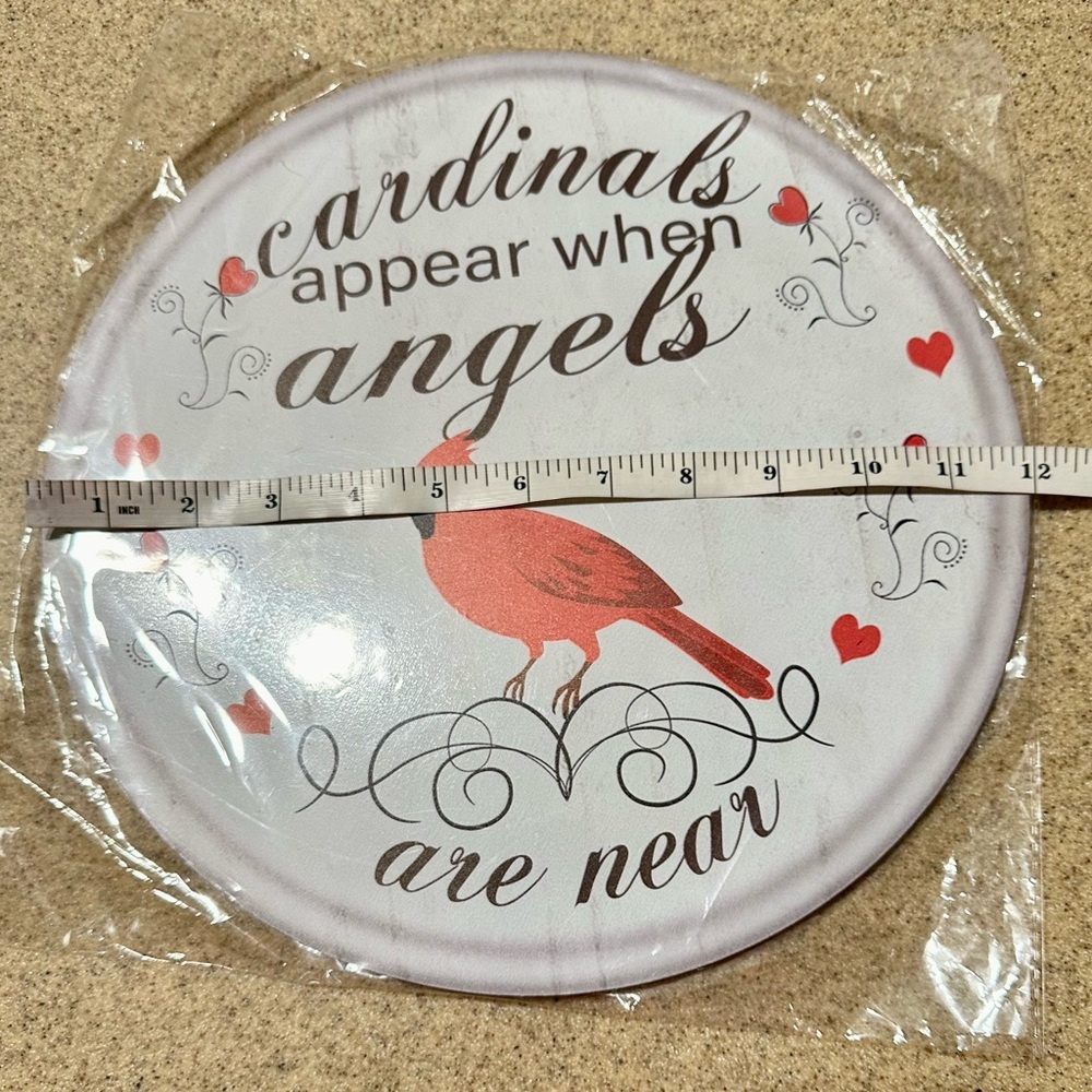 Cardinal Bird Round Wood Wall Decor BNWT *Firm* - Picture 2 of 4